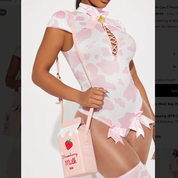 Brand New Strawberry Milk Cow Costume - Picture 2 of 4